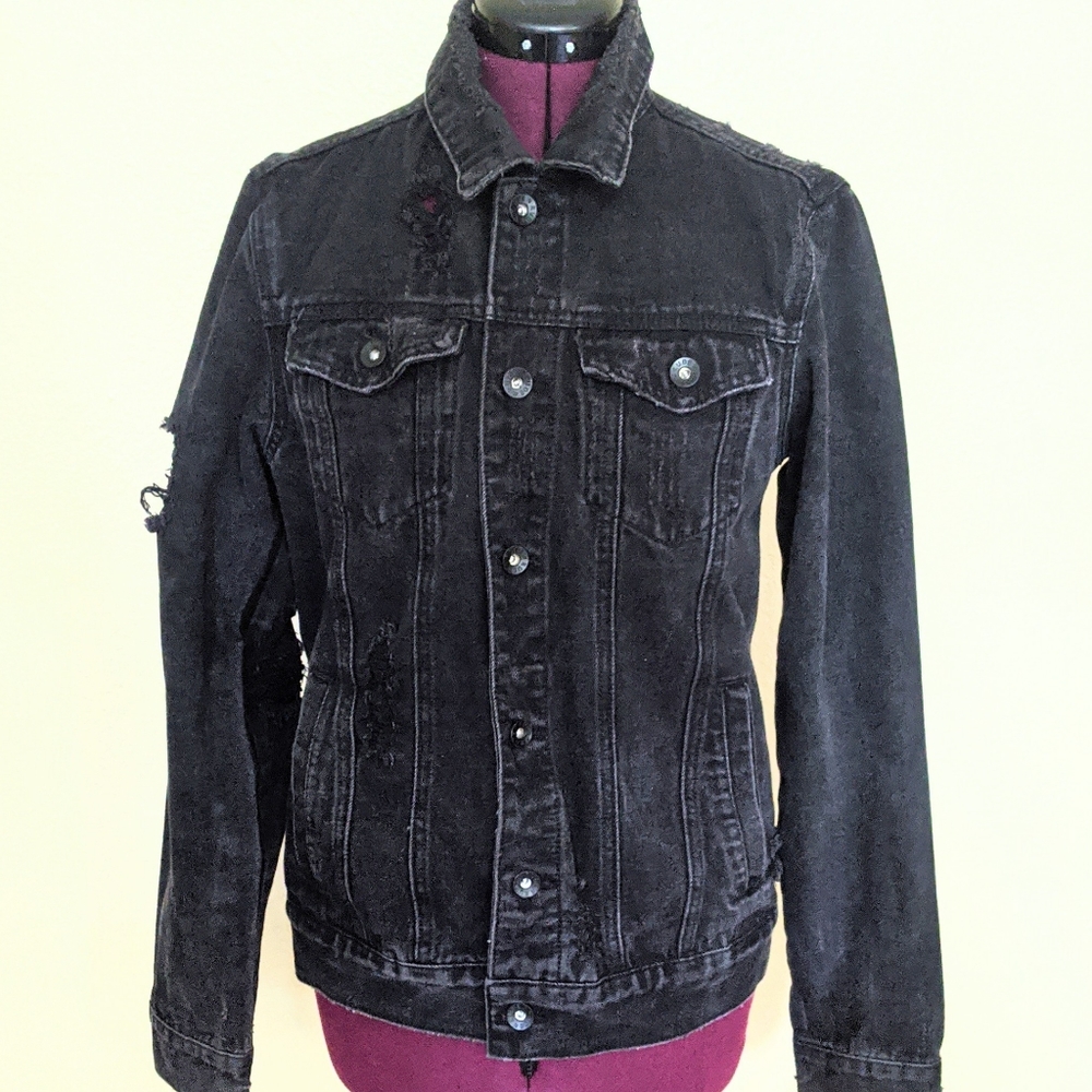 2 for $20 sale🎉Size S Men's Xxx Rude Black Denim Distressed Jacket